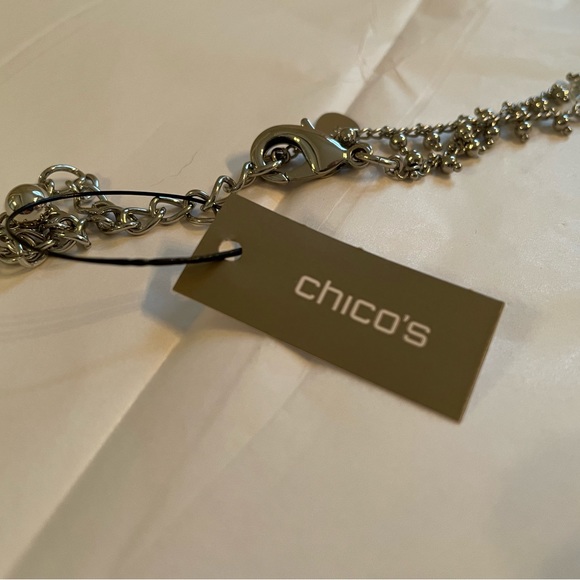 Chico’s Jenson 2 layer necklace with bars, all in bauble silver tones NWT - Picture 8 of 9